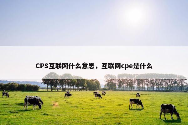 CPS互联网什么意思,互联网cpe是什么