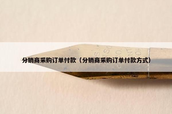 分销商采购订单付款(分销商采购订单付款方式)
